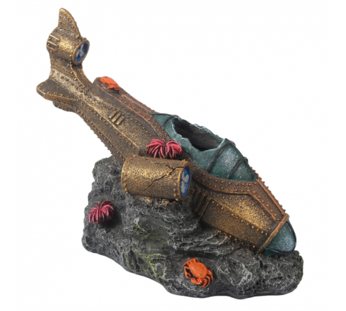 Aqua Della Aquariendekoration - Steampunk versunkenes U-Boot - S - 14,7x8,9x13,3 cm