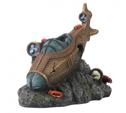 Aqua Della Aquariendekoration - Steampunk versunkenes U-Boot - S - 14,7x8,9x13,3 cm