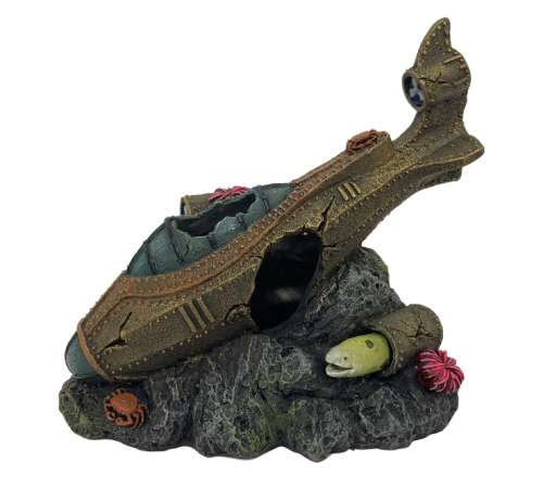 Aqua Della Aquariendekoration - Steampunk versunkenes U-Boot - S - 14,7x8,9x13,3 cm