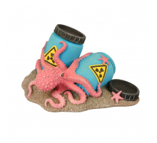 Aqua Della Aquariendekoration - Radioaktive Fässer mit Oktopus - S
