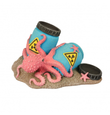 Aqua Della Aquariendekoration - Radioaktive Fässer mit Oktopus - S