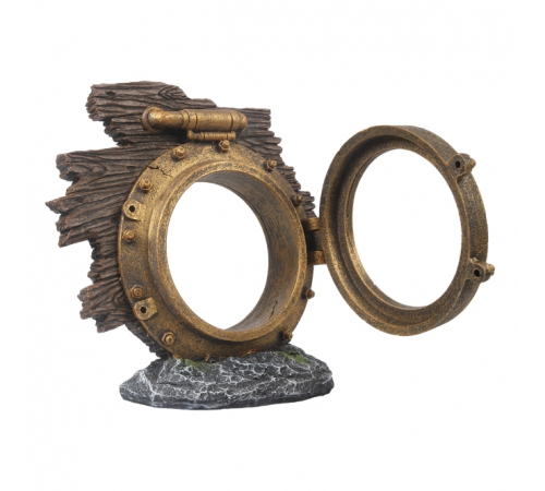 Aqua Della Aquariendekoration - Steampunk Bullauge - S - 9,2x5,3x8,5 cm