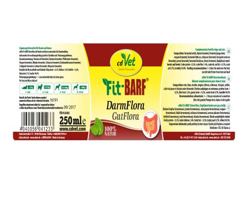 Ergänzungsfuttermittel für Hunde & Katzen - cdVet Fit-BARF DarmFlora 250 ml
