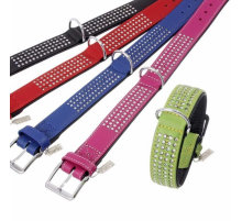Karlie Vintage Strass Halsband - Kiwi - 4-reihig, 60 cm/40 mm
