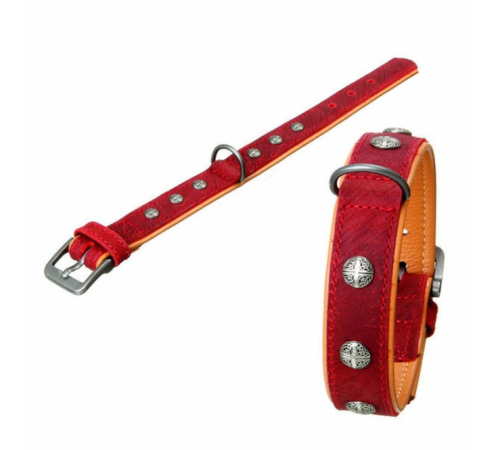 Karlie BUFFALO ORIENTAL Halsband - Dunkelrot/Natur - 30 mm / 40 cm