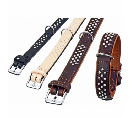 Karlie Rondo Halsband unterlegt mit Rundkopfnieten - Natur - 35mm/57cm