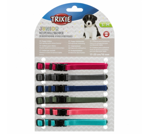 Trixie Welpenhalsbänder - 6er-Set 2 - S-M = 17-25 cm