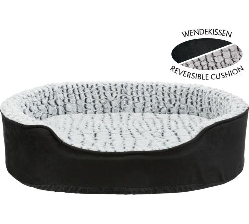 Trixie Vital Bett Lino, oval - schwarz/grau - 110 × 92 cm