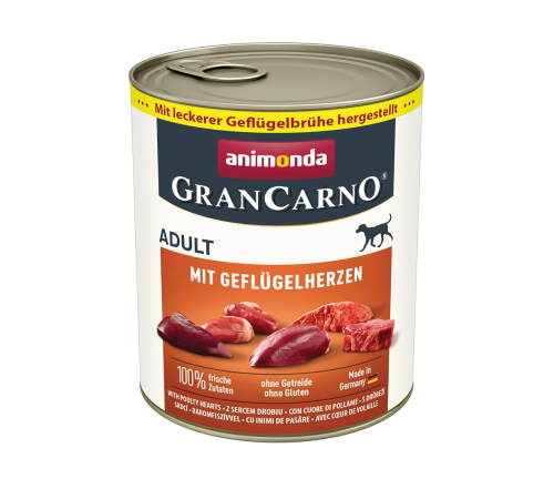 Вологий корм для собак – Animonda GranCarno Adult mit Geflügelherzen 800 g