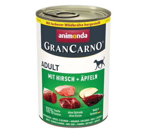 Nassfutter für Hunde – Animonda GranCarno Adult mit Hirsch + Äpfeln 400 g