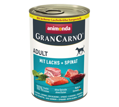 Nassfutter für Hunde – Animonda GranCarno Adult mit Lachs + Spinat 400 g
