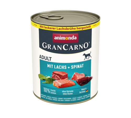 Nassfutter für Hunde – Animonda GranCarno Adult mit Lachs + Spinat 800 g