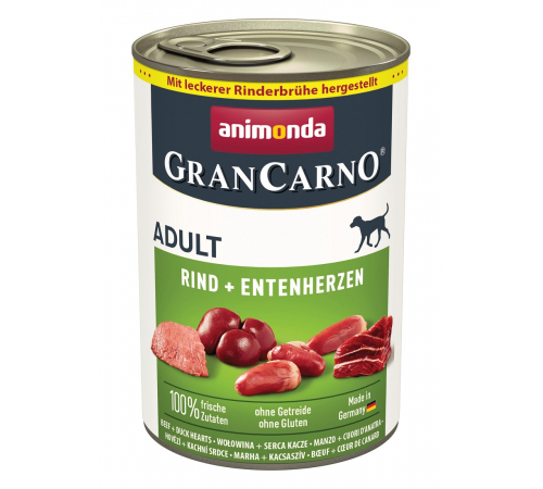 Влажный корм для собак – Animonda GranCarno Adult Rind + Entenherzen 400 g
