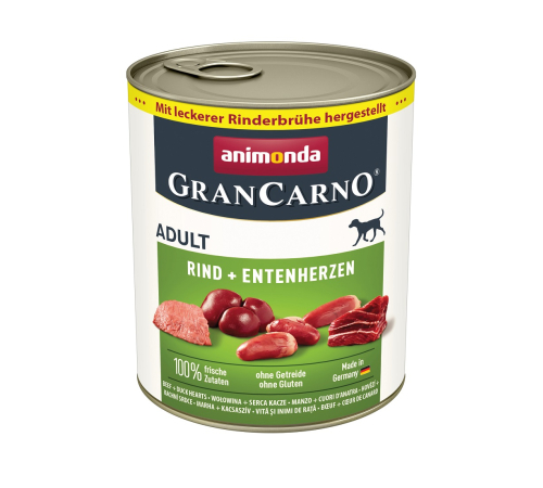 Вологий корм для собак – Animonda GranCarno Adult Rind + Entenherzen 800 g