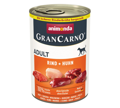 Вологий корм для собак – Animonda GranCarno Adult Rind + Huhn 400 g