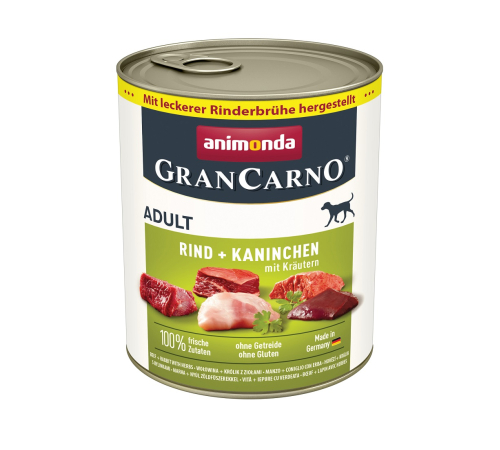 Влажный корм для собак – Animonda GranCarno Adult Rind + Kaninchen mit Kräutern 800 g