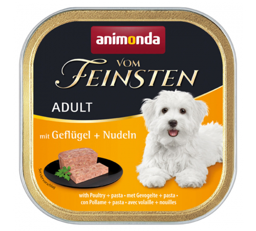 Nassfutter für Hunde – Animonda vom Feinsten Adult mit Geflügel + Nudeln 150 g