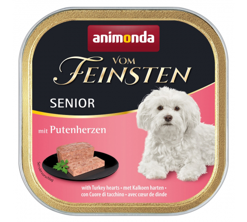 Вологий корм для собак – Animonda vom Feinsten Senior mit Putenherzen 150 g