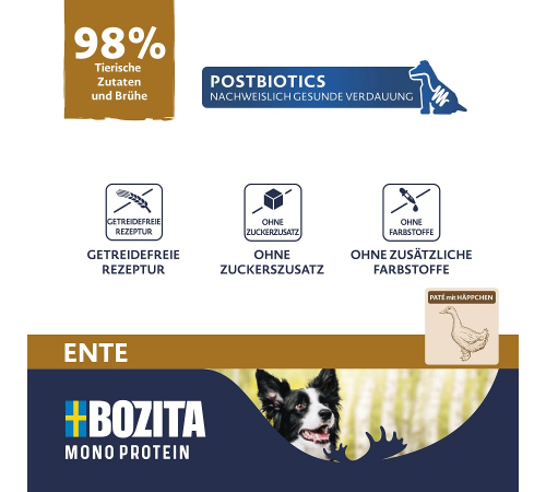 Влажный корм для собак – Bozita Dog Dose Pate Ente 400 g