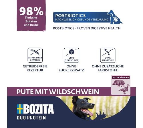 Nassfutter für Hunde – Bozita Dog Dose Pate Pute mit Wildschwein 400 g