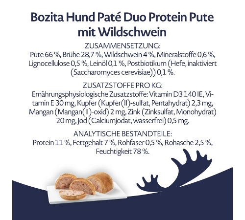 Nassfutter für Hunde – Bozita Dog Dose Pate Pute mit Wildschwein 400 g