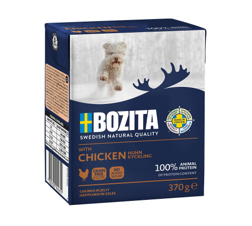 Nassfutter für Hunde – Bozita Happen in Gelee mit Hühnchen 370 g