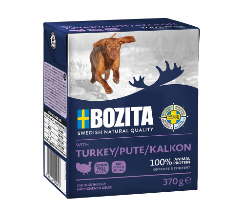 Влажный корм для собак – Bozita Happen in Gelee mit Pute 370 g