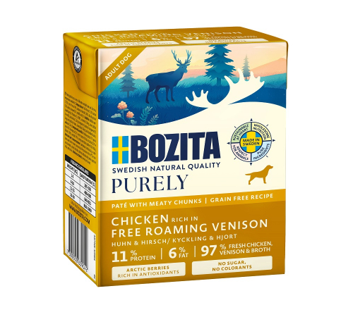 Nassfutter für Hunde – Bozita Purely Paté mit Huhn & Hirsch 370 g
