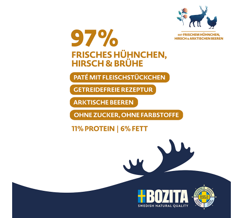 Nassfutter für Hunde – Bozita Purely Paté mit Huhn & Hirsch 370 g