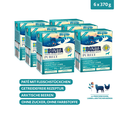 Вологий корм для собак – Bozita Purely Paté mit Huhn & Lamm 370 g