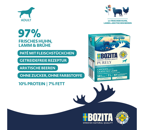 Вологий корм для собак – Bozita Purely Paté mit Huhn & Lamm 370 g