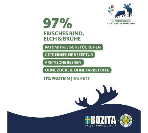 Nassfutter für Hunde – Bozita Purely Paté mit Rind & Elch 370 g