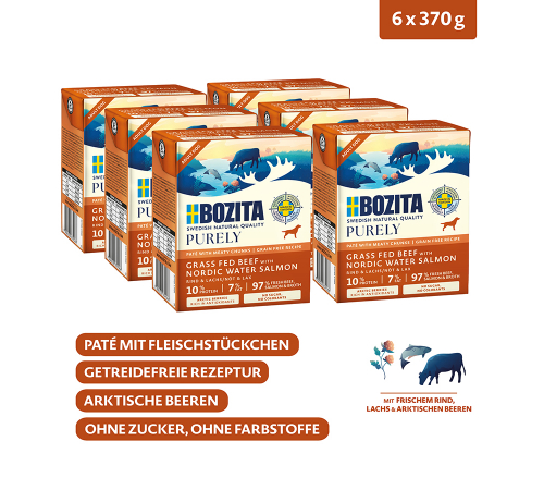 Влажный корм для собак – Bozita Purely Paté mit Rind & Lachs 370 g