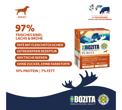 Влажный корм для собак – Bozita Purely Paté mit Rind & Lachs 370 g