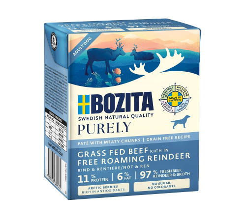 Вологий корм для собак – Bozita Purely Paté mit Rind & Rentier 370 g