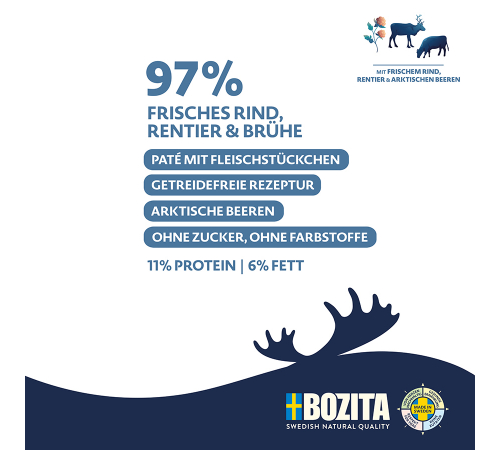 Вологий корм для собак – Bozita Purely Paté mit Rind & Rentier 370 g