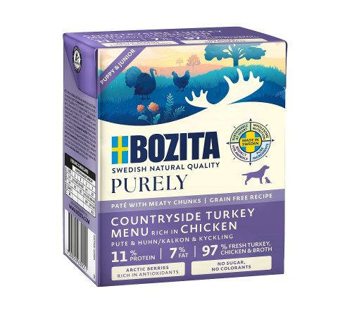 Вологий корм для собак – Bozita Purely Puppy & Junior Paté mit Pute & Huhn 370 g
