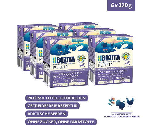 Вологий корм для собак – Bozita Purely Puppy & Junior Paté mit Pute & Huhn 370 g