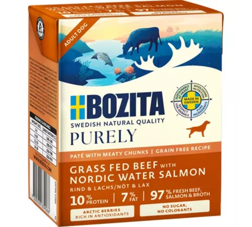 Nassfutter für Hunde – Bozita Purely Paté mit Rind & Lachs 370 g