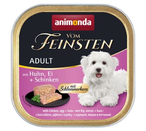 Влажный корм для собак – Animonda vom Feinsten Adult Schlemmerkern mit Huhn, Ei + Schinken 150 g