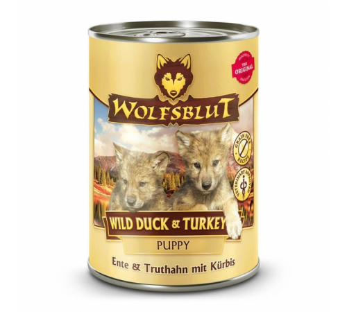 Nassfutter für Hunde – Wolfsblut Wild Duck & Turkey Puppy 395 g