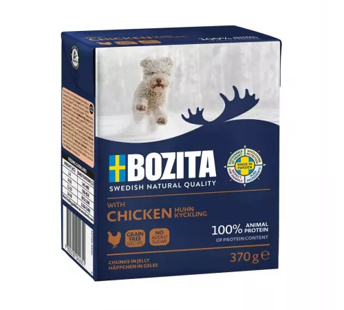 Вологий корм для собак – Bozita Happen in Gelee mit Hühnchen 370 g