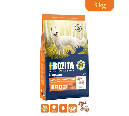 Сухой корм для собак – Bozita Original Adult Sensitive mit Lachs und Reis 3 kg