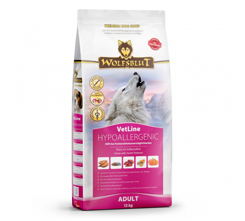 Диетический полнорационный корм для собак – Wolfsblut VetLine Hypoallergenic 12 kg