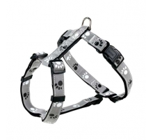 Trixie Geschirr Silver Reflect - Pfotenmotiv - 49-65 cm / 20mm