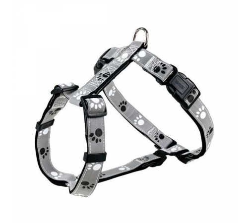 Trixie Geschirr Silver Reflect - Pfotenmotiv - 49-65 cm / 20mm