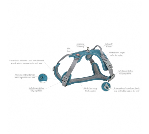 Trixie Premium Active Geschirr - petrol - 60–75 cm/25 mm
