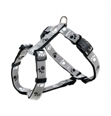 Trixie Geschirr Silver Reflect - Pfotenmotiv - 52-75 cm / 25mm