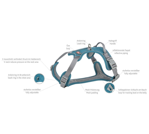 Trixie Premium Active Geschirr - petrol - 30-40 cm/15 mm