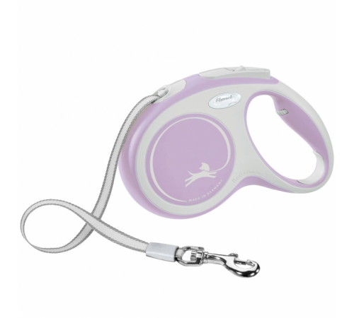FLEXI Rollleine New COMFORT Gurt - 5m, bis 25kg - rosa